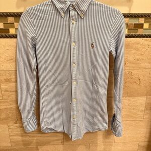 Polo by Ralph Lauren Blue Striped Women's Button Down Shirt